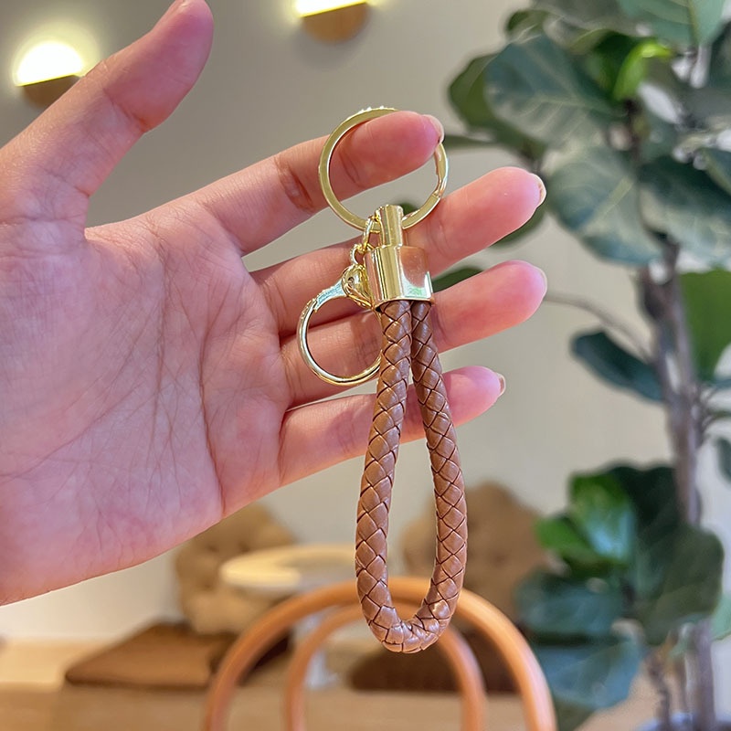 Móc Chìa Khóa Xe Hơi/Túi Da Bện Nhiều Màu Tùy Chọn Tiện Dụng