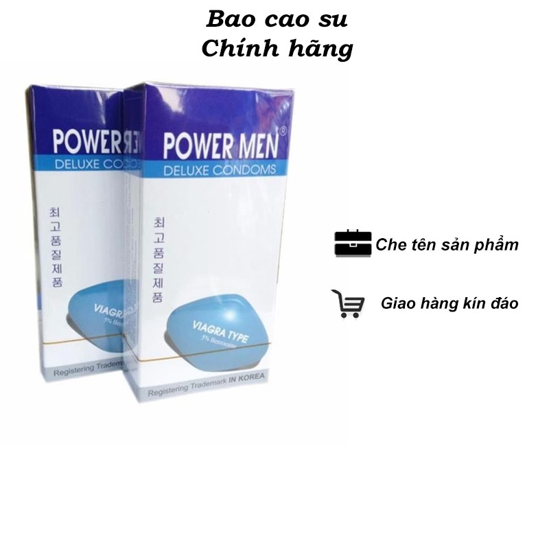 [Shopee mall] Bao cao su Power Men Viagra siêu mỏng kéo dài thời gian, hộp 12 cái