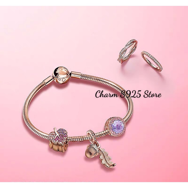 Vòng tay pan mềm cơ bản vàng hồng cao cấp bạc s925
