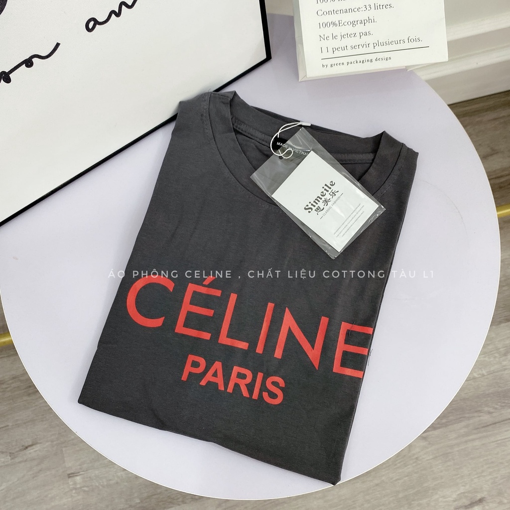 Áo thun nữ phông in chữ CELE paris from dấu quần chất cotton 4 chiều