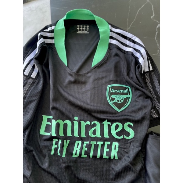 Set Bộ quần áo thể thao bóng đá vải thái clb arsenal áo đen quần đen 2022