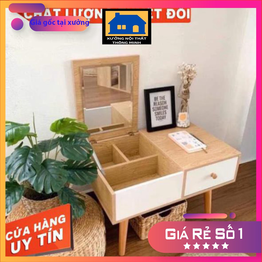 Bàn trang điểm mini, bàn trang điểm ngồi bệt kèm gương cao cấp để đầu giường  (tặng đệm ngồi) GIÁ SỈ