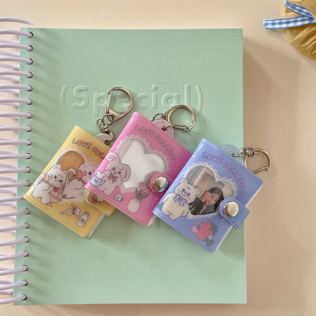 Album Ảnh Kích Thước 1 Inch Dạng Móc Khóa Hình Hoa Tulip / Thỏ Xinh Xắn