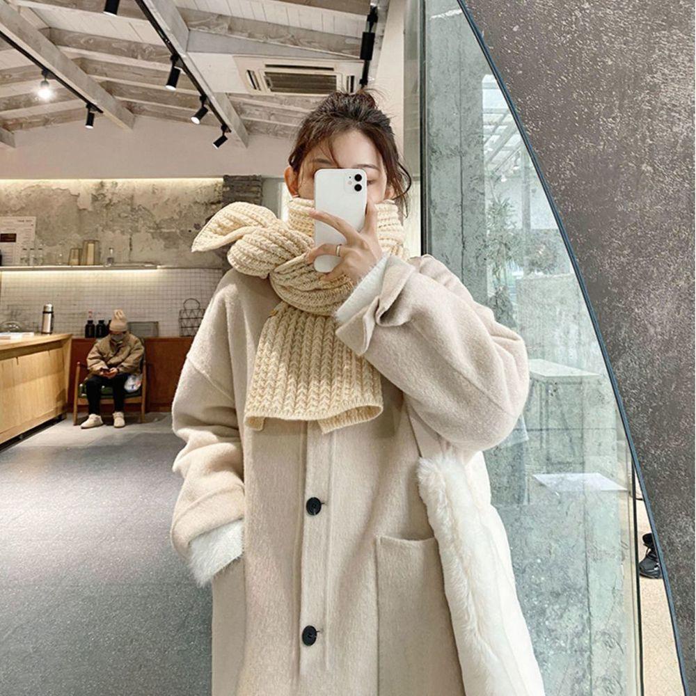 Khăn Choàng Cổ Dệt Kim Phong Cách Vintage Thanh Lịch Cho Nữ