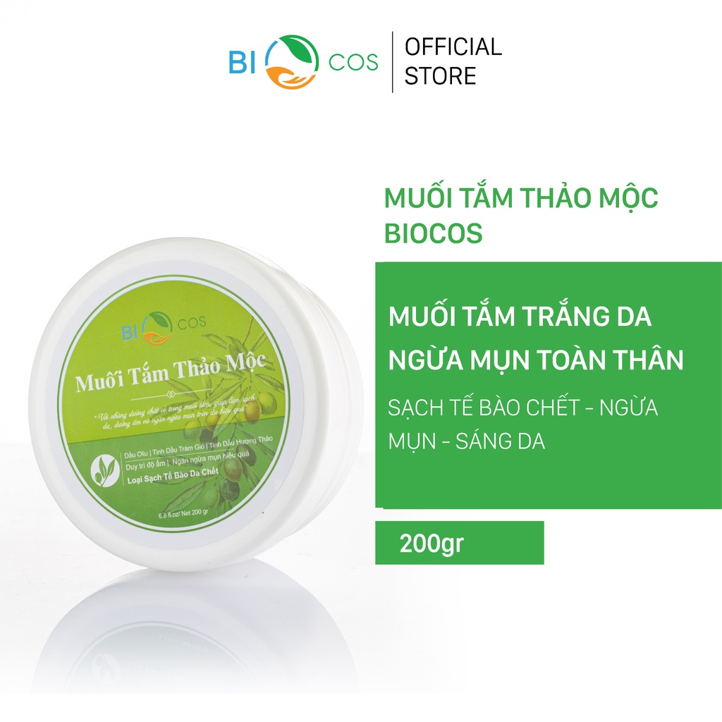 Muối Tắm Thảo Mộc BIOCOS - Sạch Mụn Lưng, Nang Lông Kết Hợp Tẩy Tế Bào Da Chết Body 200g