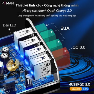 Củ sạc siêu nhanh 4 cổng USB hỗ trợ Quick Charge QC 3.0