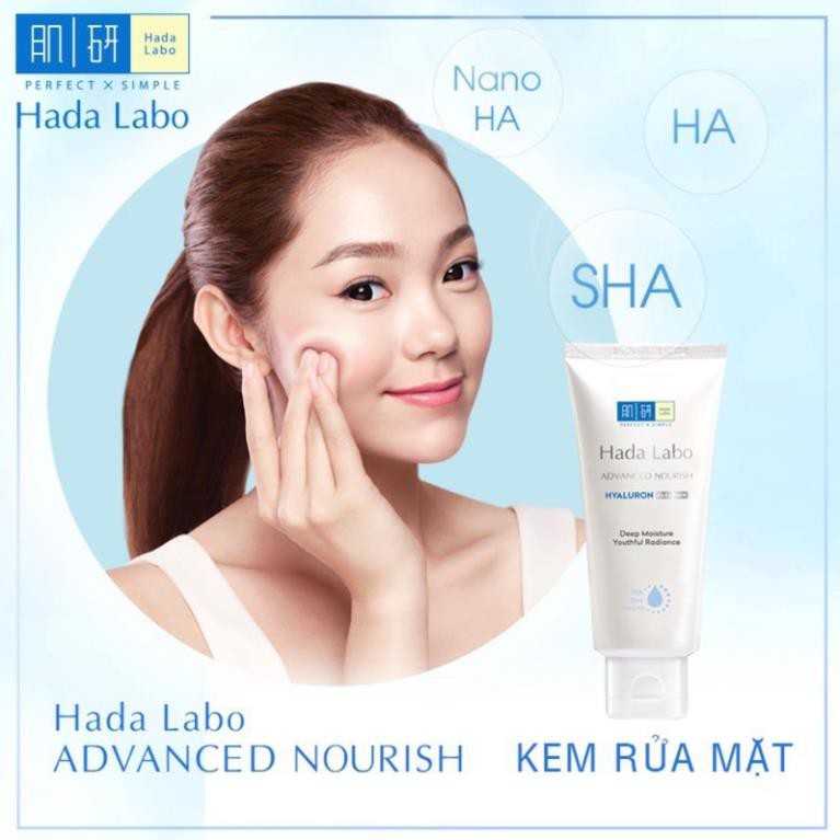 Sữa Rửa Mặt Dưỡng Ẩm Sâu Hada Labo Advanced Nourish Hyaluron Cleanser 80g