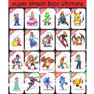 Bộ 20 tấm thẻ bài hình các nhân vật trong trò chơi Smash Bros Ultimate
