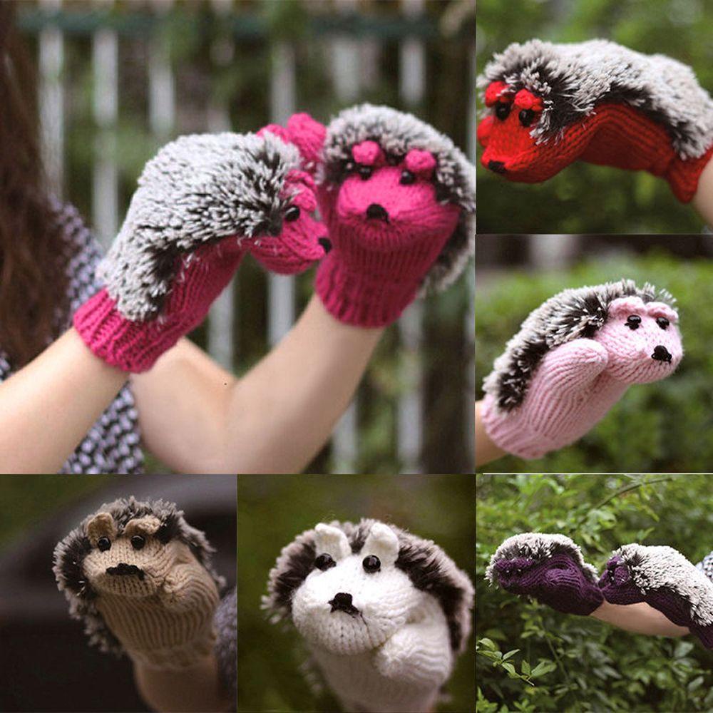 CONOPERY Găng Tay Giữ Ấm Hình Nhím Hoạt Hình 6 Màu Thời Trang Mùa Đông