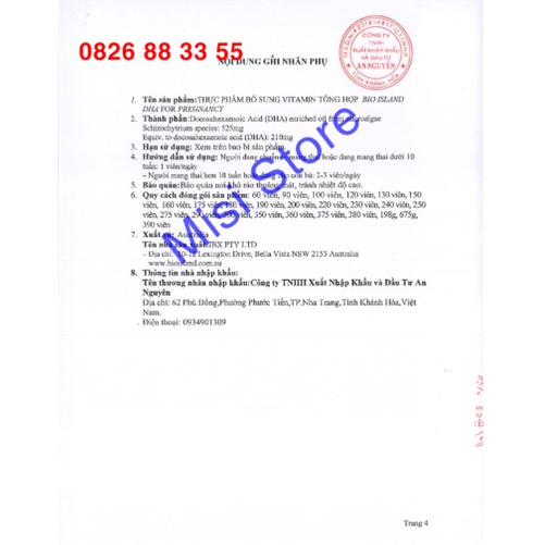 DHA bầu Úc Bio Island DHA for Pregnancy 60 viên  Mamababyvn