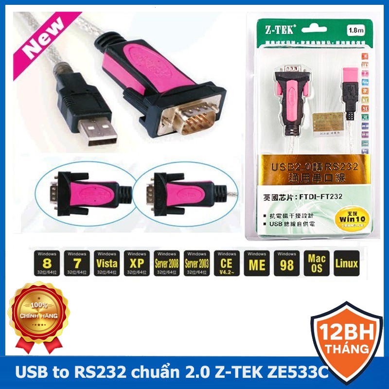 Dây cáp USB to RS232 (USB to com) chuẩn 2.0 Z-TEK ZE533C