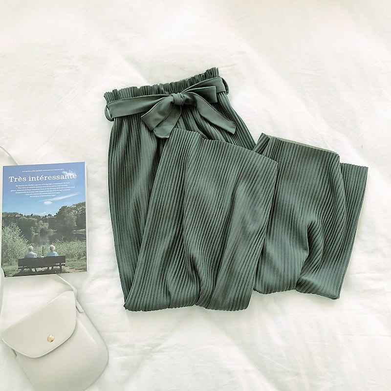 [Baywellfashion]Quần ống rộng màu trơn lưng thun co giãn cho nữ | BigBuy360 - bigbuy360.vn