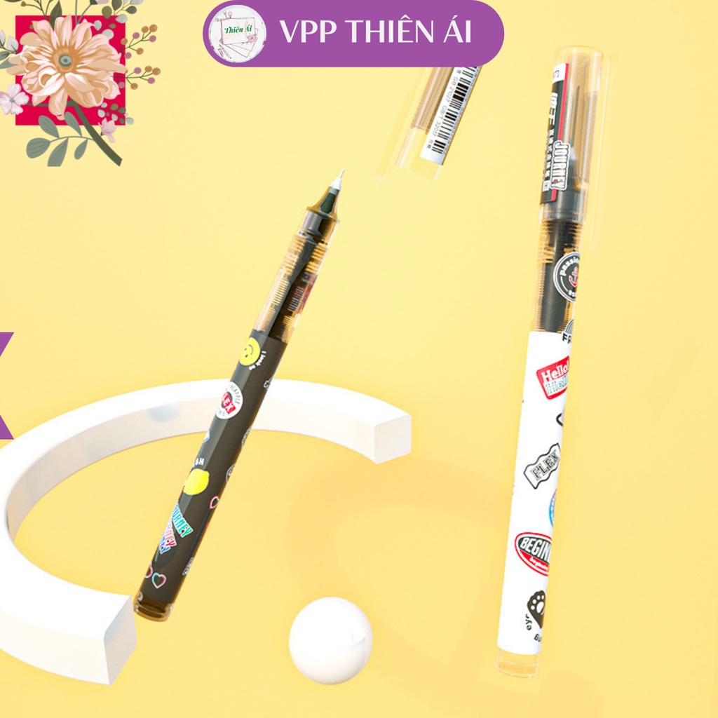 Bút bi nước Deli - 0.5mm - Vỏ Đen/Trắng - 1 chiếc màu ngẫu nhiên - VPP THIÊN ÁI