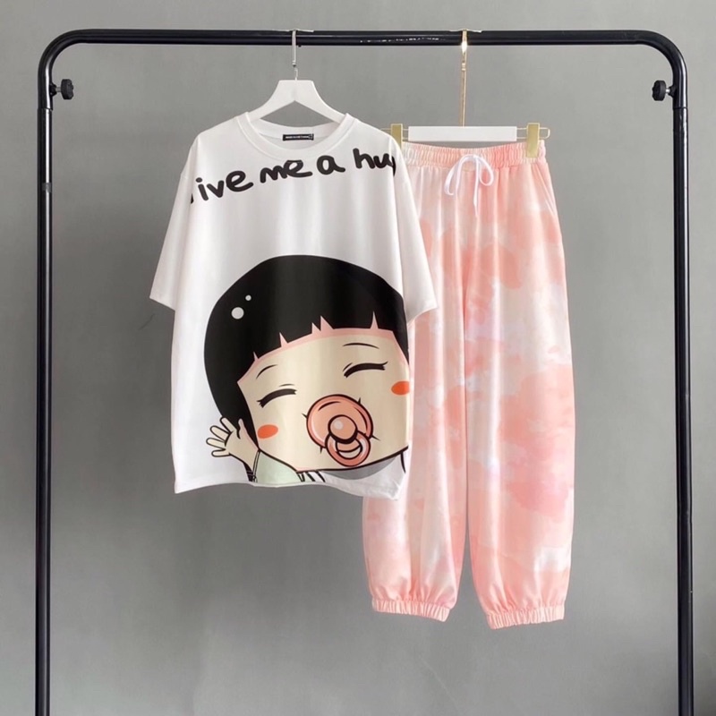 Set Áo Thun-Jogger TIEDYE Loang Unisex Ảnh Thật