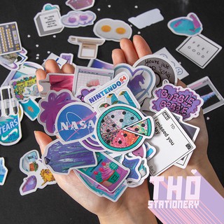 Sticker Cute 💖 Túi 50 Sticker Dán MOKING.TRAVEL - STREAM WAVE AGE Hình Dán Trang Trí Sổ Planner Bullet Journal