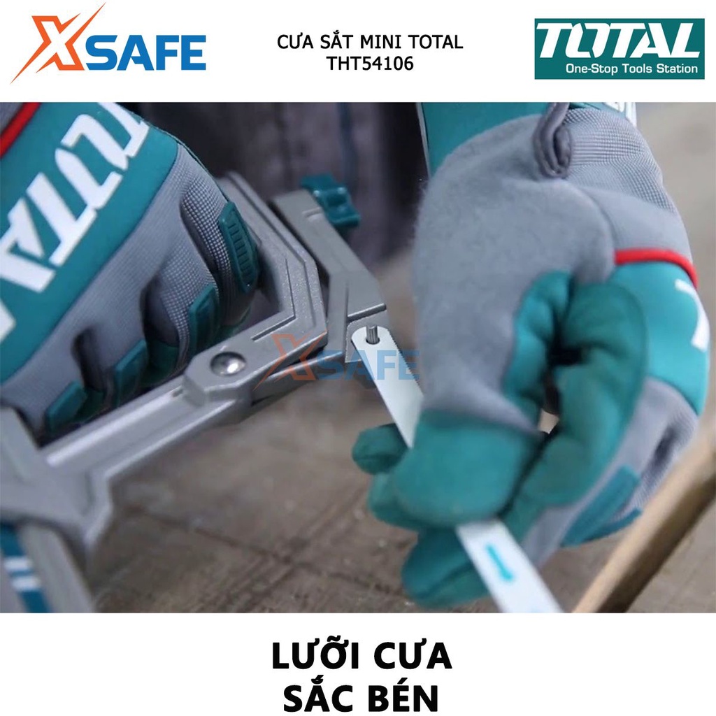 Khung cưa sắt TOTAL THT54106 Cưa cắt sắt cầm tay kích thước 300mm, dùng cưa, cắt các loại gỗ, sắt, nhôm - [XSAFE]