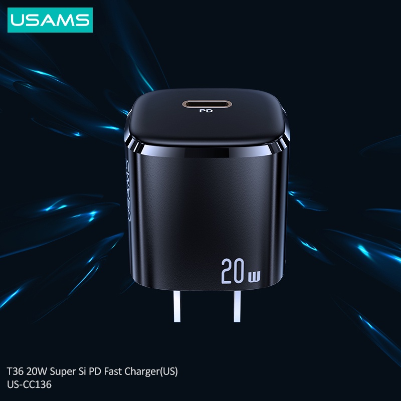 Usams Bộ Sạc Nhanh Mini PD 20W Phích Cắm EU Tiện Dụng