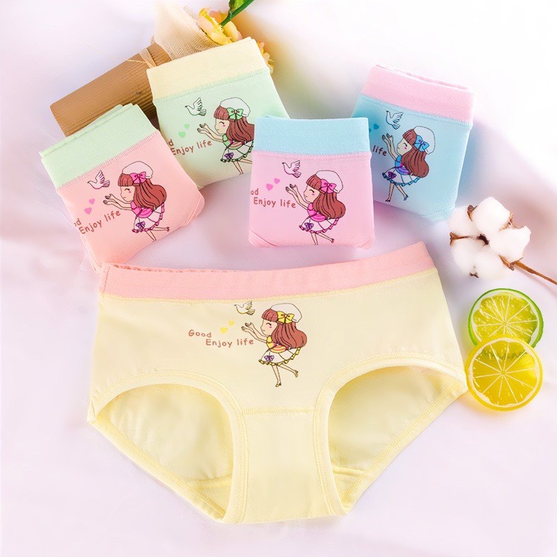 Combo 4 Quần Chip tam giác mẫu thỏ,gấu và cô gái dễ thương - hàng cao cấp nhập quảng châu cho bé từ 10kg đến 35kg