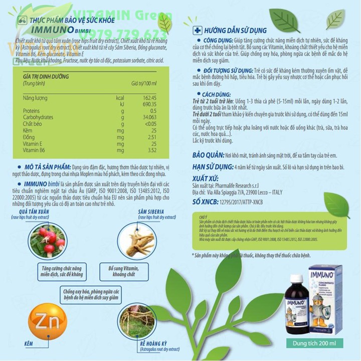 IMMUNO BIMBI TĂNG ĐỀ KHÁNG CHO BÉ | NHẬP KHẨU CHÍNH HÃNG TỪ Ý