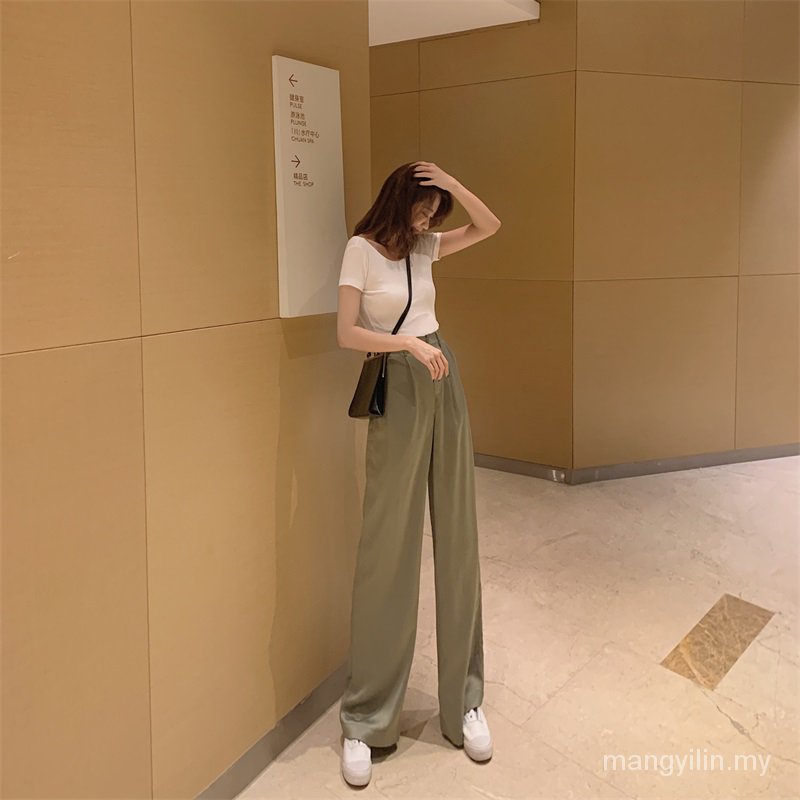 quần ống rộng Lưng Cao Chất Liệu Satin Cao Cấp | BigBuy360 - bigbuy360.vn