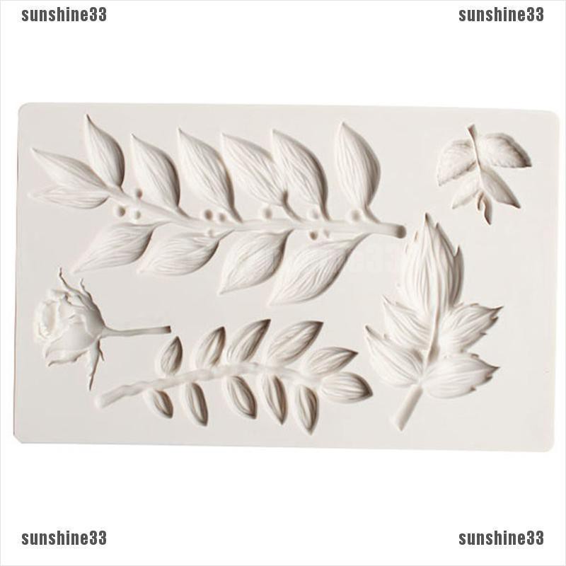 Khuôn Silicone Tạo Hình Hoa Hồng Lá Trang Trí Bánh