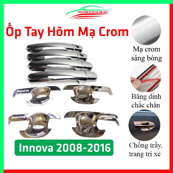 Ốp tay hõm mạ crom Innova 2008-2015 sáng bóng chống trầy bảo vệ cửa xe ô tô