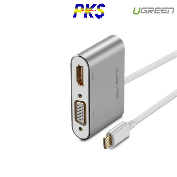 Cáp Chuyển USB Type C To HDMI Và VGA Chính Hãng Ugreen 50317 Vỏ Nhôm