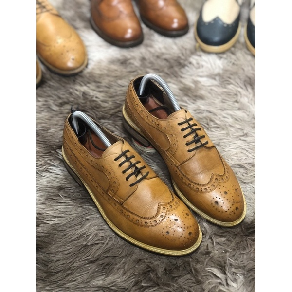 [Giày 2hand] [Size 41] [TonaShoe] Giày Tây Kiểu Dáng Wingtips Full Brouge Màu Vàng Nghệ