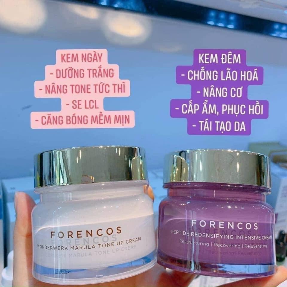 Kem Dưỡng Trắng Da Forencos Ngày &amp; Đêm mini 10ml - 50ml  trắng tim vàng Hàn Quốc