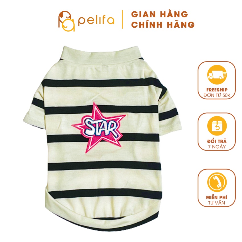 Quần áo thú cưng, áo thun vải cotton hình ngôi sao - Pelifa
