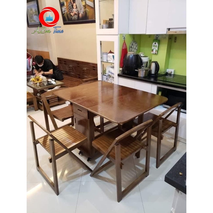 Bộ bàn ăn Gỗ Sồi Nga  bộ bàn ăn gấp gọn thông minh đa năng gỗ tự nhiên cao cấp 100% Gỗ Sồi Nga