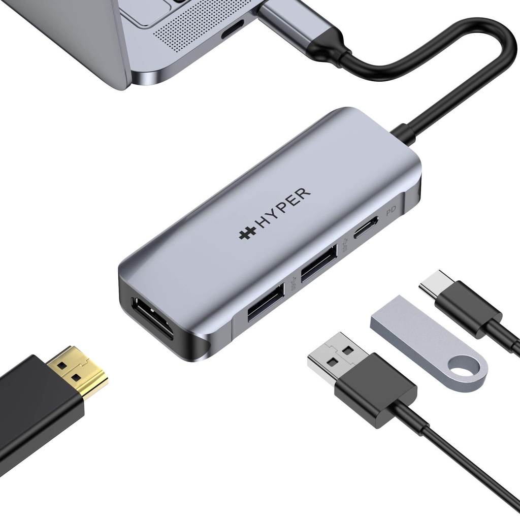 Cổng chuyển HyperDriver HDMI 4K/60Hz 4-IN-1 USB-C Hub (HD41) - Phân Phối Chính Hãng