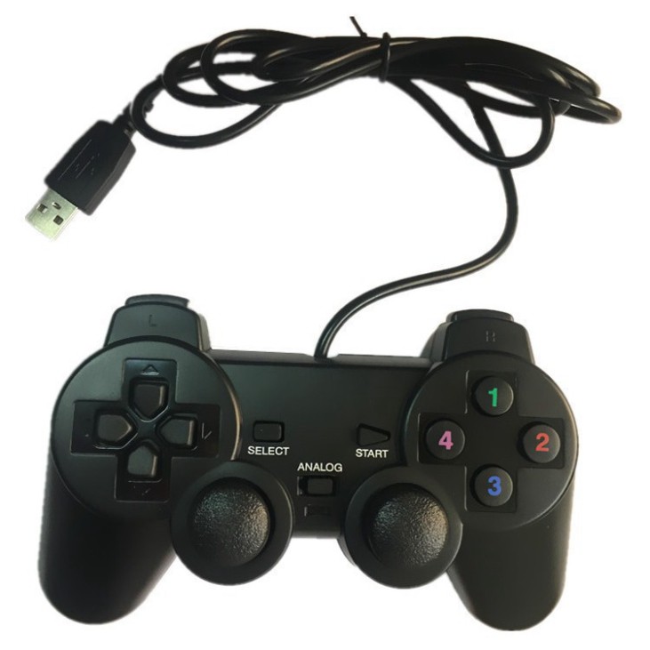 (Hàng xịn) Tay cầm chơi game PS2, PS3, PS4 có dây chế độ rung, dây kết nối USB cho PC / Laptop