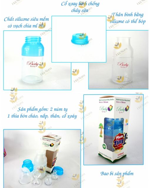 Bình sữa+ ăn dặm có chống sặc baby love (110ml)