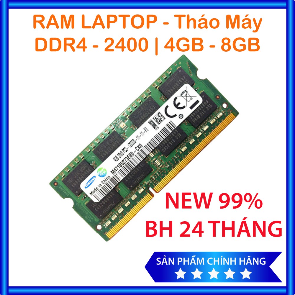 Ram Laptop DDR4 8GB | 4GB Bus 2400MHz | Ram laptop hàng tháo máy giao hãng ngẫu nhiên BH 36 Tháng