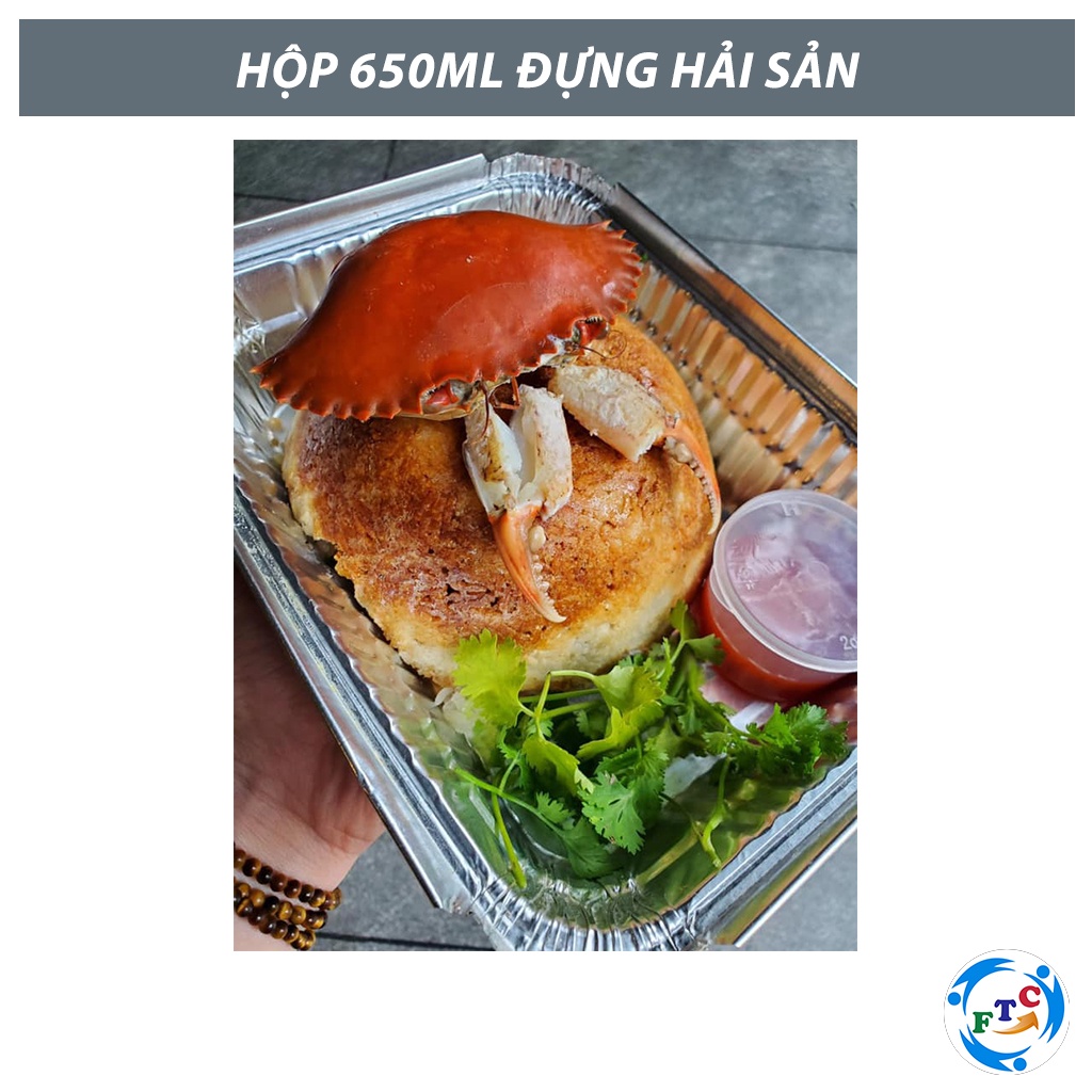 Khay nhôm FTC hộp nhôm 650ml có nắp chắc chắn hàng loại 1 MS190
