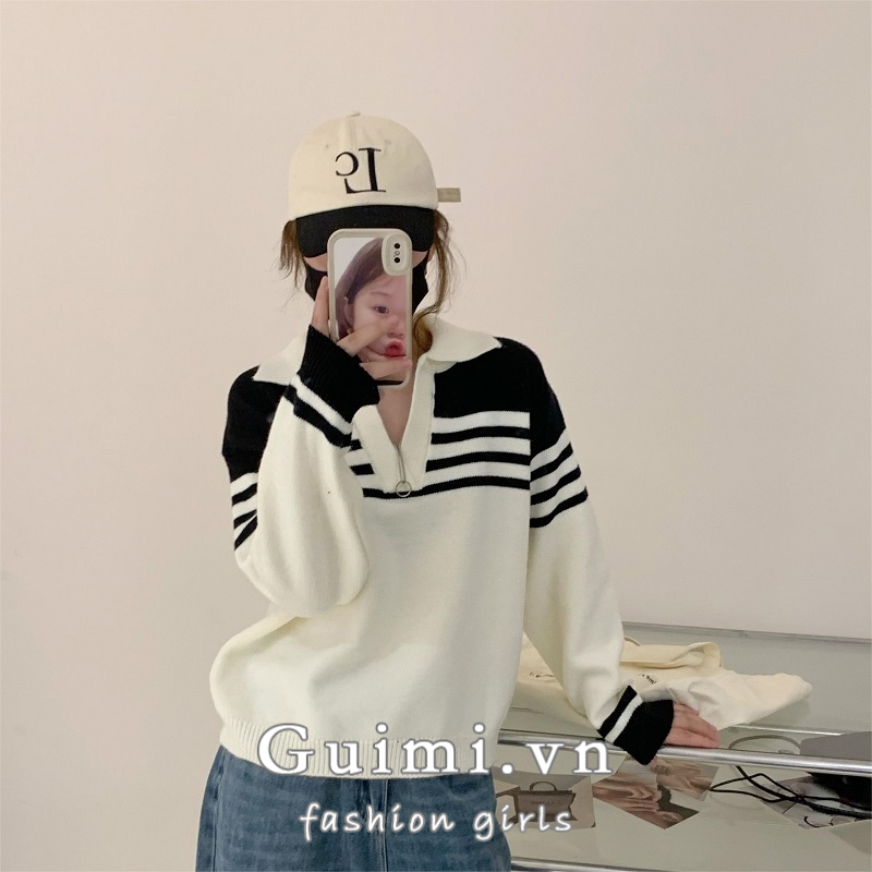 Áo Khoác cardigan Dệt Kim Cổ Thủy Thủ Thiết Kế Mới Thời Trang Mùa Thu Dành Cho Nữ