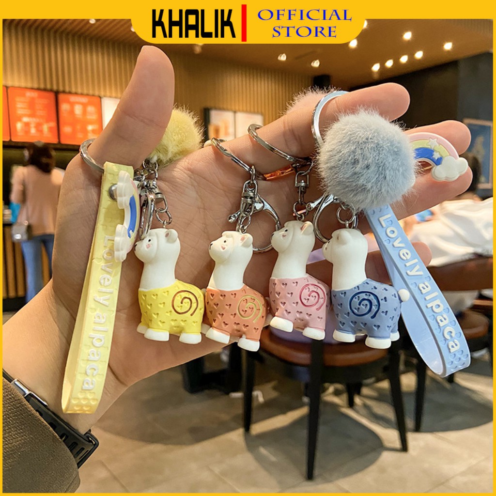 [FREESHIP] Móc khóa xe, balo, cặp đi học KHALIK MK01114ALPA hình  Thú ALPACA - Hàng chuẩn