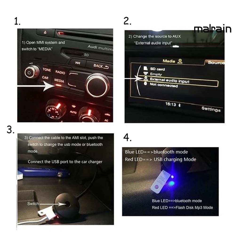 Dây Cáp Chuyển Đổi Âm Thanh AMI MDI USB Bluetooth MP3 Dành Cho Xe Hơi Audi