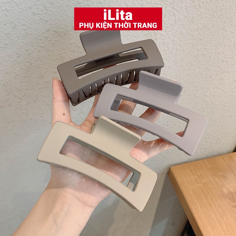 Kẹp tóc càng cua Hàn Quốc nữ đẹp hottrend nhám cỡ size lớn iLita - Cặp búi tóc dễ thương cào 10 răng, 14 răng