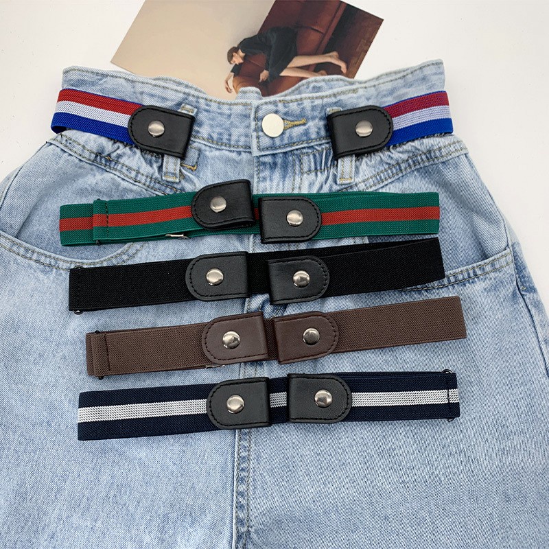 Thắt lưng vải canvas không đường may không có khóa co giãn tốt dễ phối đồ thời trang cho nam và nữ