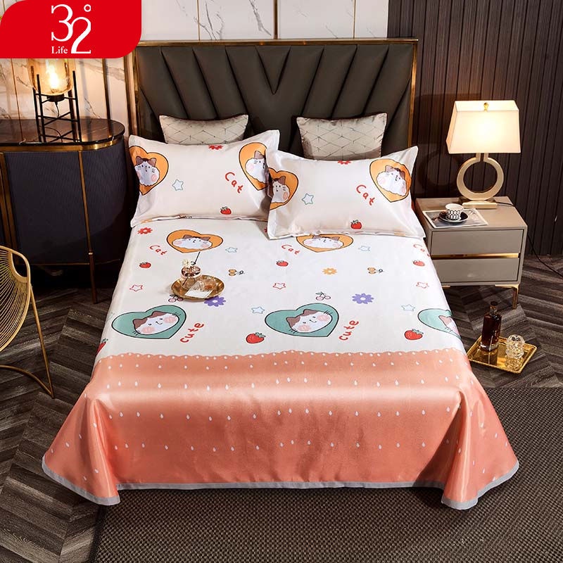 Bộ Vỏ Gối Chăn Và Ga Giường 32 / 1.8m 1.5m Bằng Lụa Lạnh Mềm Mại Có Thể Giặt Sạch