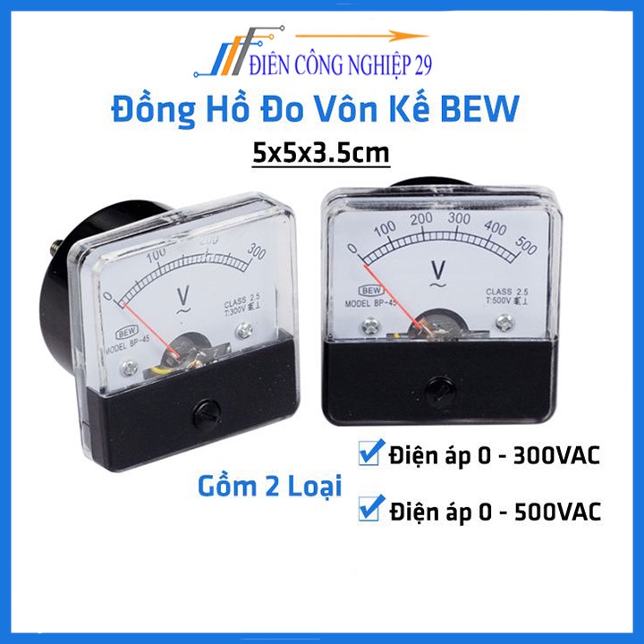 Đồng hồ đo vôn kế xoay chiều BEW 5x5x3.5Cm