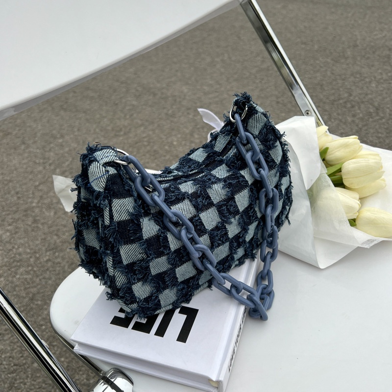 Túi Xách Đeo Vai Denim Thiết Kế Dây Bản Rộng Thời Trang Cho Nữ