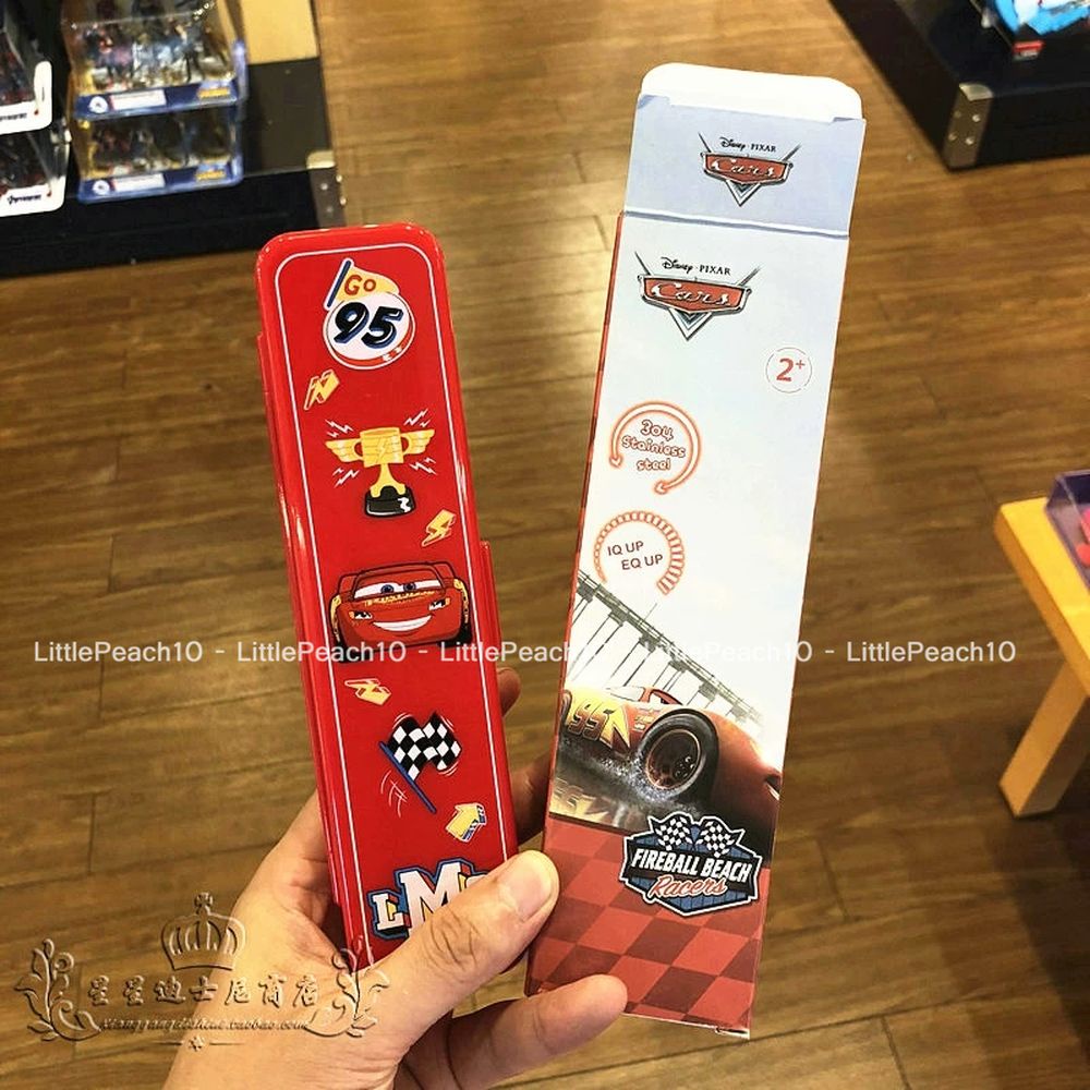 Set muỗng đũa Disney Inox 304 kèm hộp hình Elsa Frozen Car Mcqueen cho trẻ em bé trai gái