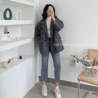 Áo khoác blazer dạ kẻ