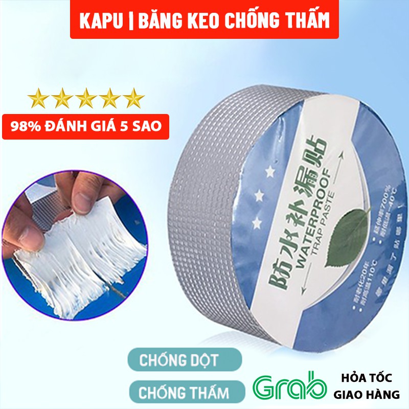 Cuộn băng keo dính siêu chắc đa năng Busan chống thấm cao cấp: vá chậu thủng, ống nước rò, mái tôn dột - Phụ Kiện KaPu