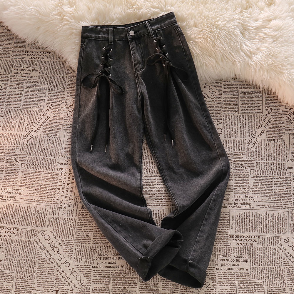 Dark Gray High Waisted Long Jeans Spring Autumn Fashion For Women 2022