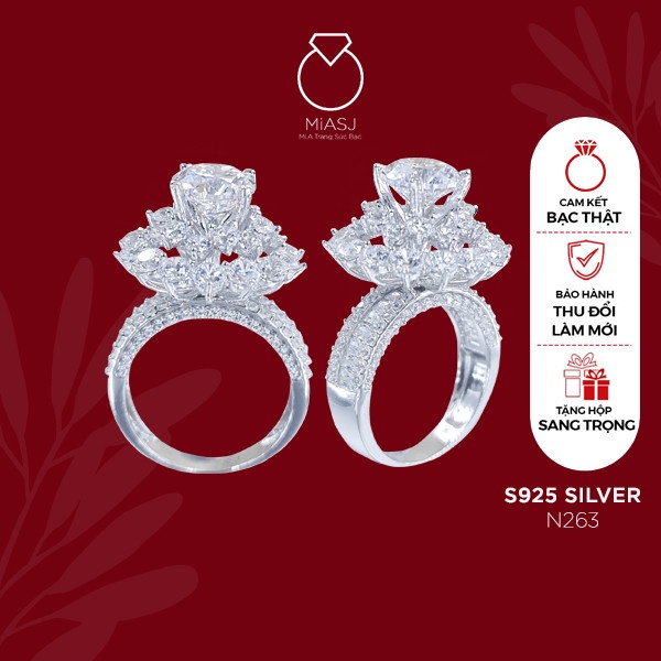 Nhẫn bạc Ý S925 MiASJ N263 nữ nạm đá cao cấp, sang trọng