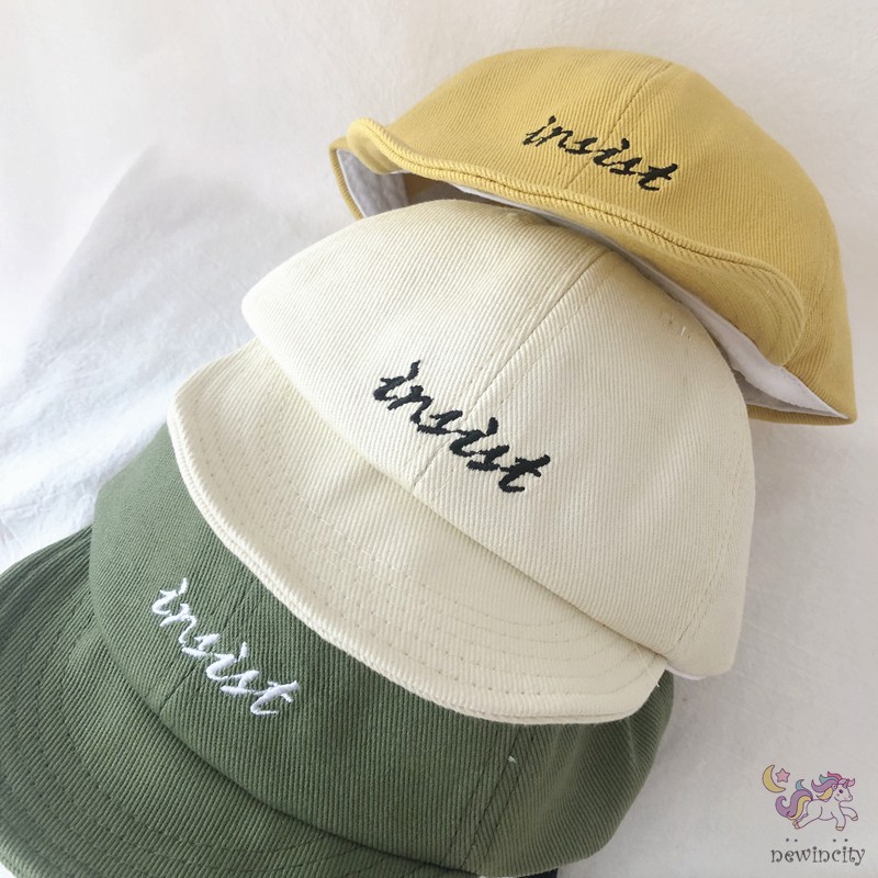 Mũ Lưỡi Trai Màu Đơn Sắc Thêu Chữ Phong Cách Hàn Quốc